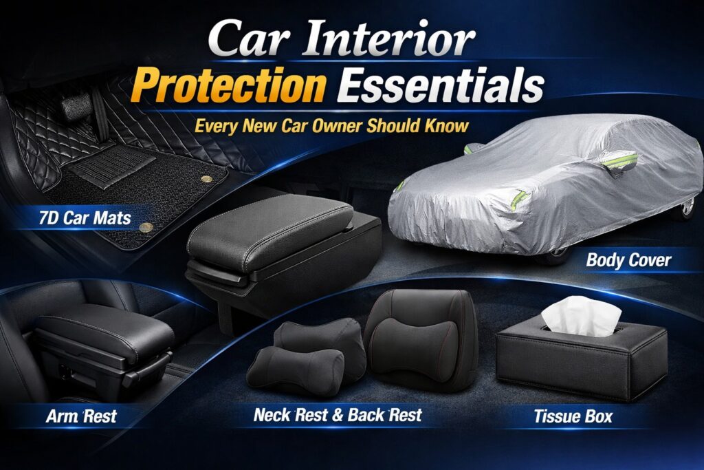 Car interior protection with custom floor mats and seat covers